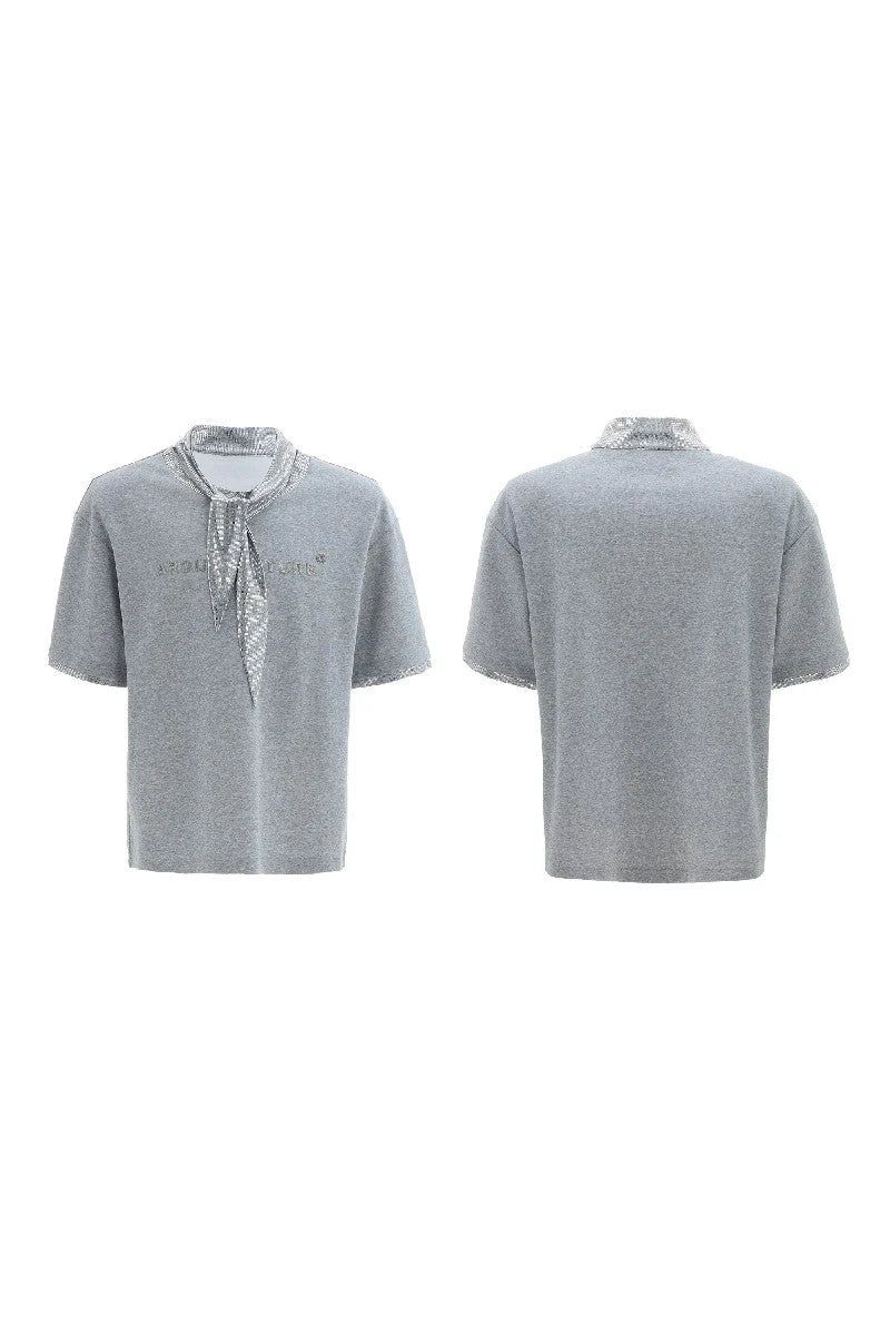 Silver Tie Print Short Sleeve Tee