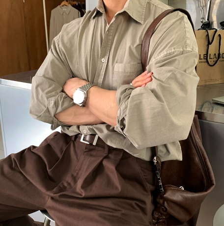 Glass Pigment Basic Cotton Shirt