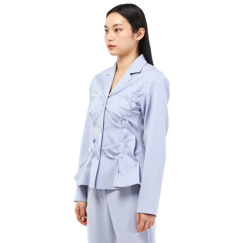 DOZI - Beaded Slim Jacket _ Sky Blue