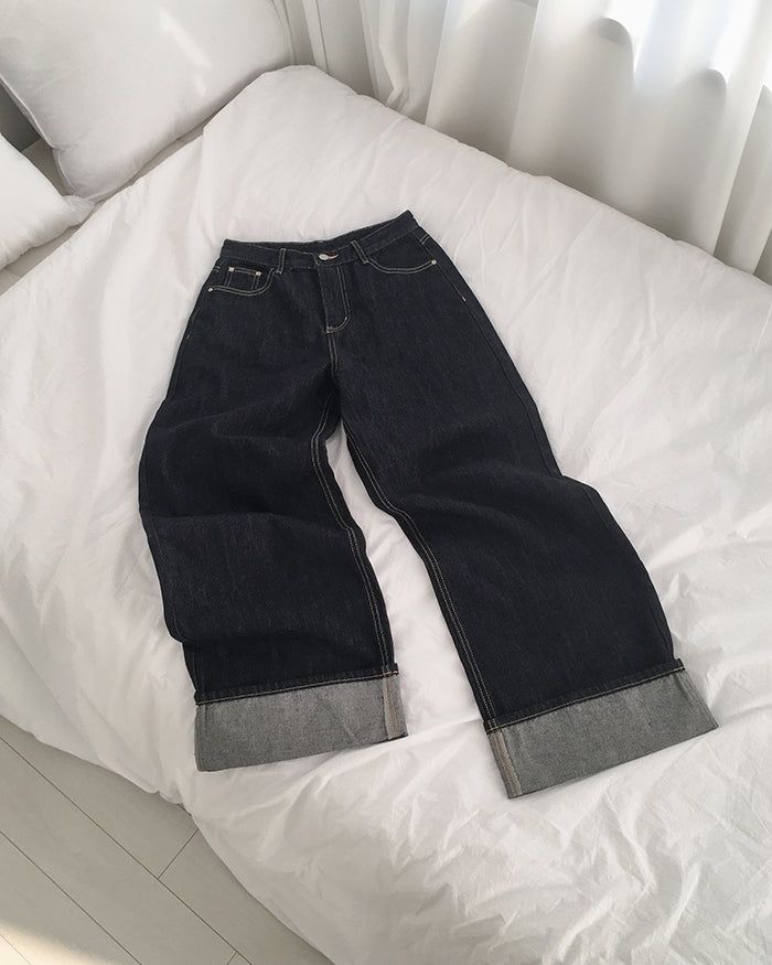 オーディン ロールアップ ローデニム ワイドパンツ