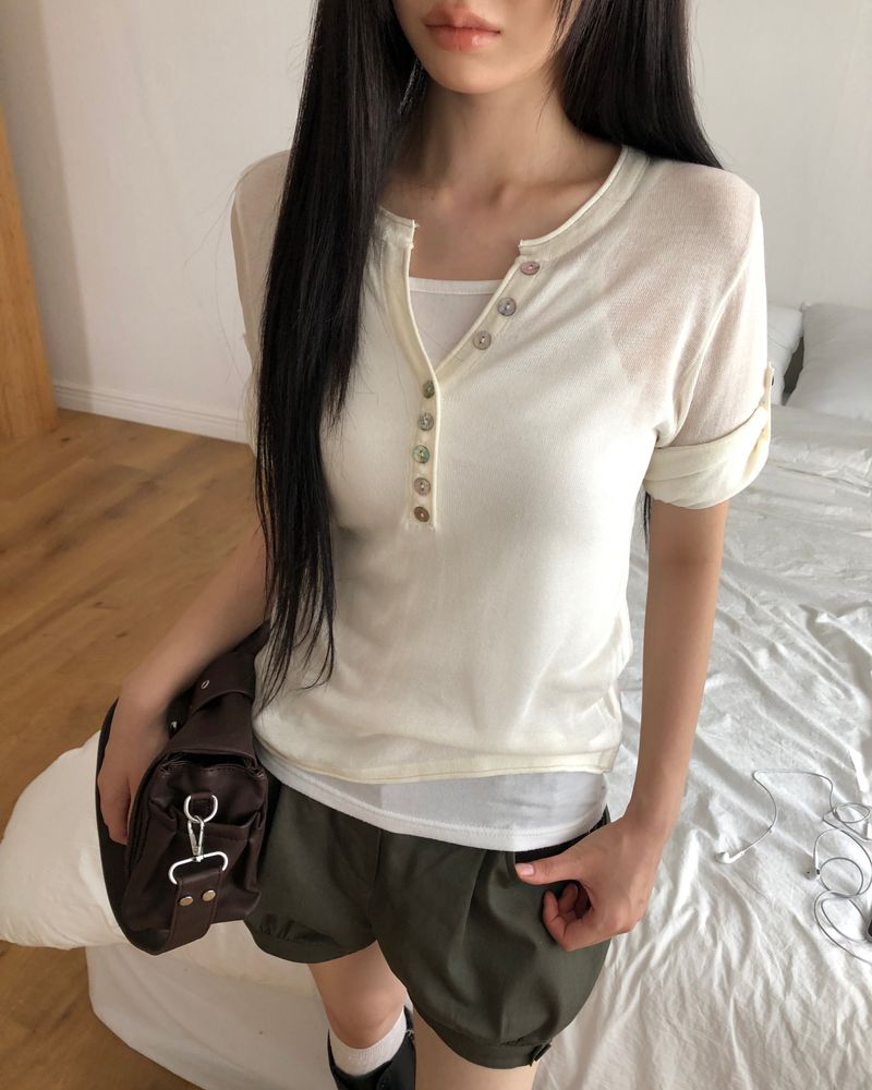 Hirem Roll-Up 7-Sleeve Knit Top