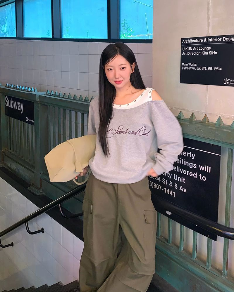 [ORIGINAL] Penny Layered String Off-Shoulder Sweatshirt