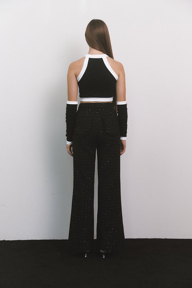 Glitter Tweed Pants Black