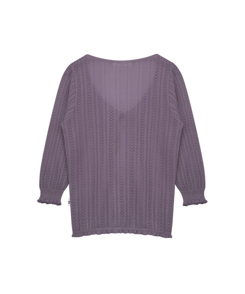 3/4 LACE KNIT CARDIGAN GRAPE