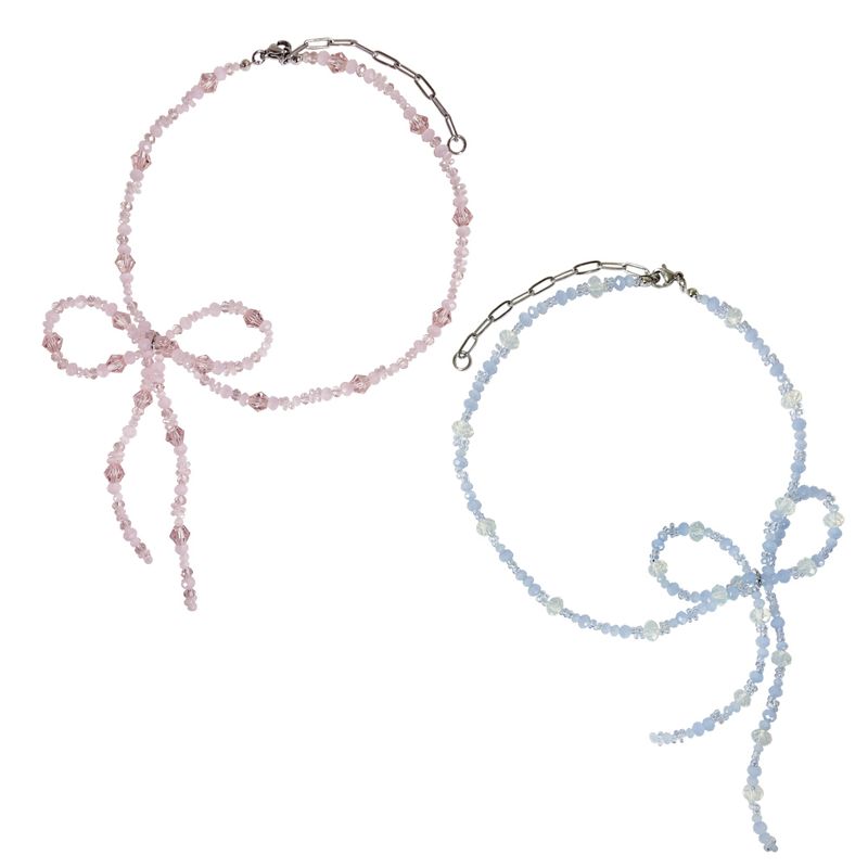 HYONNY.JSG(ヒョニネジャンシング)の「Bold Ribbon Beaded Necklace Blue Pink Birthday Gift Christmas(Accessories)」