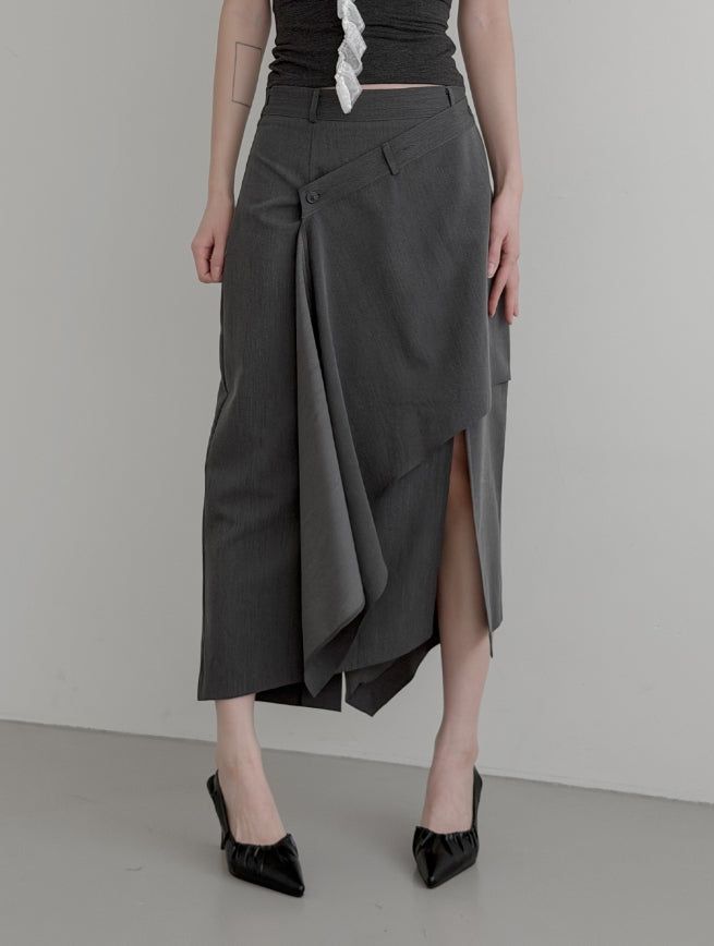 Luen Unbalanced Wrap Long Skirt