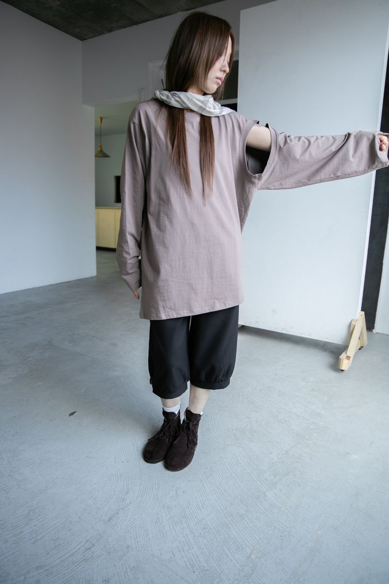 hole shoulder over long top(3colors)