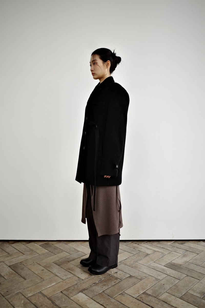 Fuzzy heavy wool coat, Black