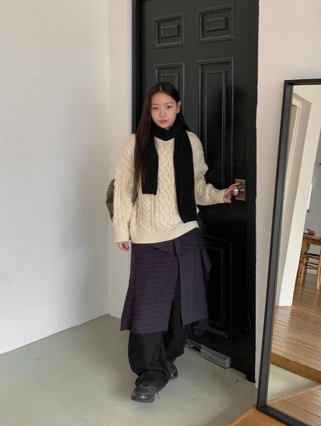 Hanme Cable Round Wool Knit