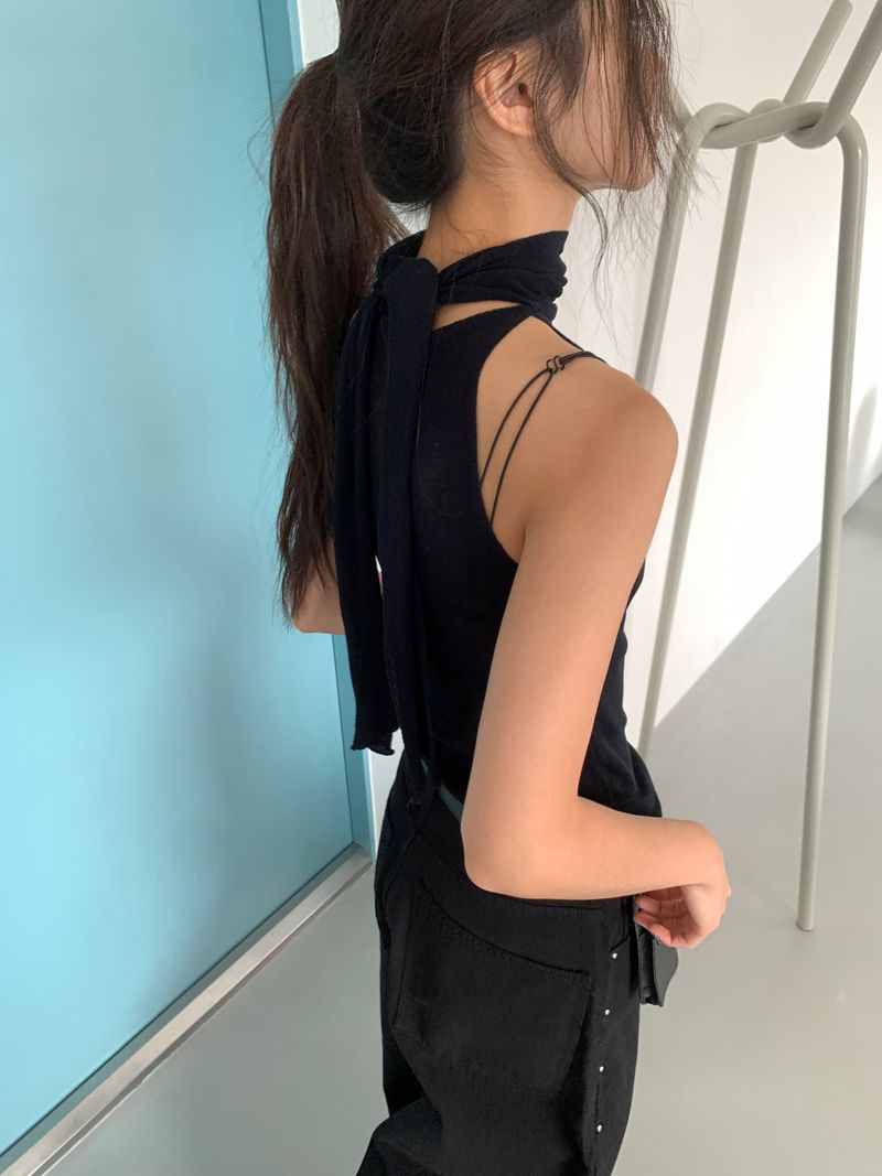 SEE-THROUGH HALTER SLEEVELESS (4C)