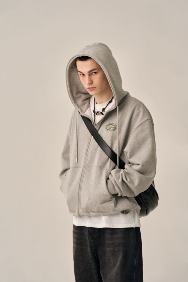 BOTTOM LESS HOOD ZIP-UP - GRAY
