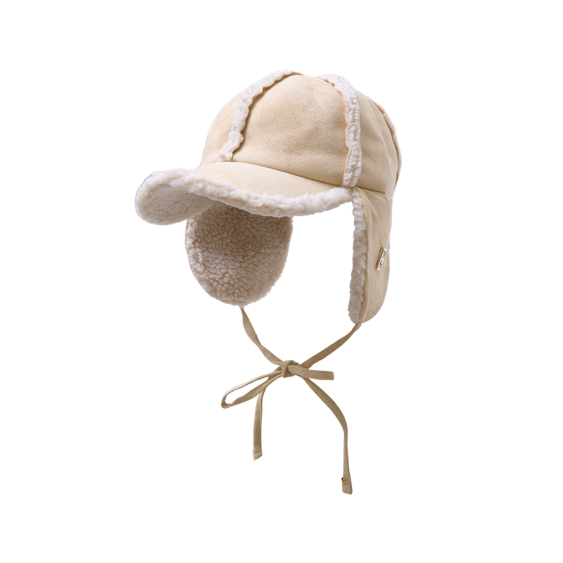 Suede Shearling Ball Cap (Ivory)