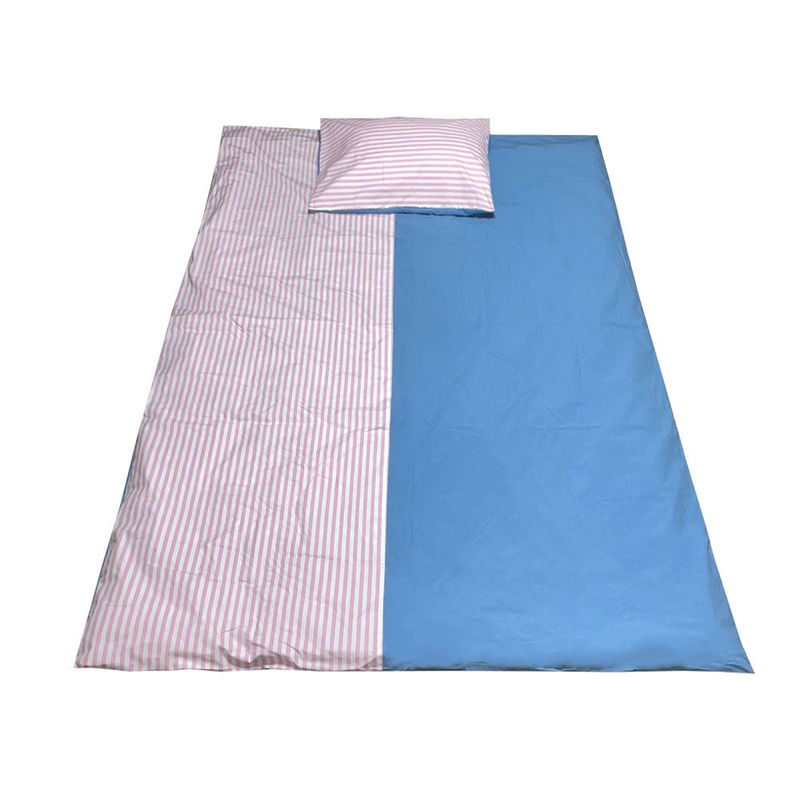 half stripe bedding cover set - pink sky blue