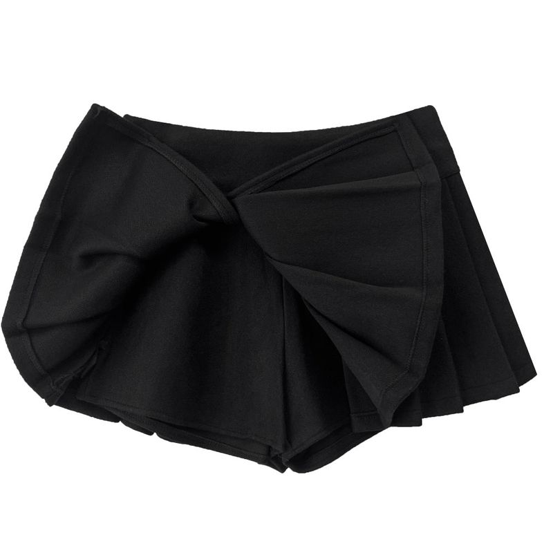 Winter wool short slit pleated mini skirt (2 colors)