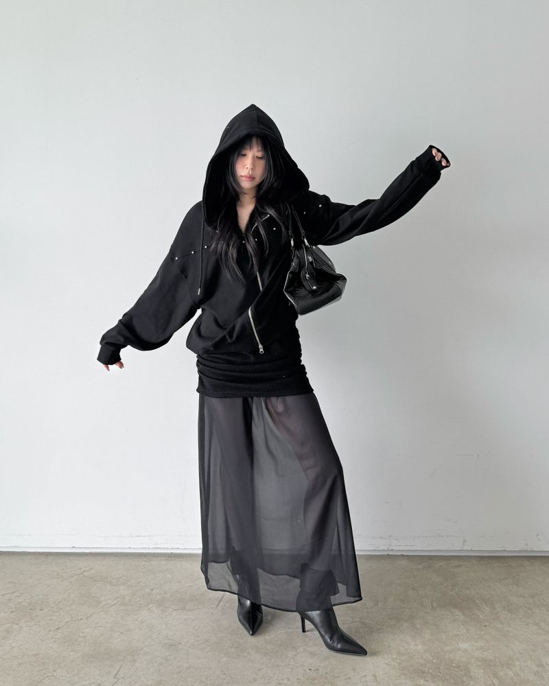 See through shirring skirt
