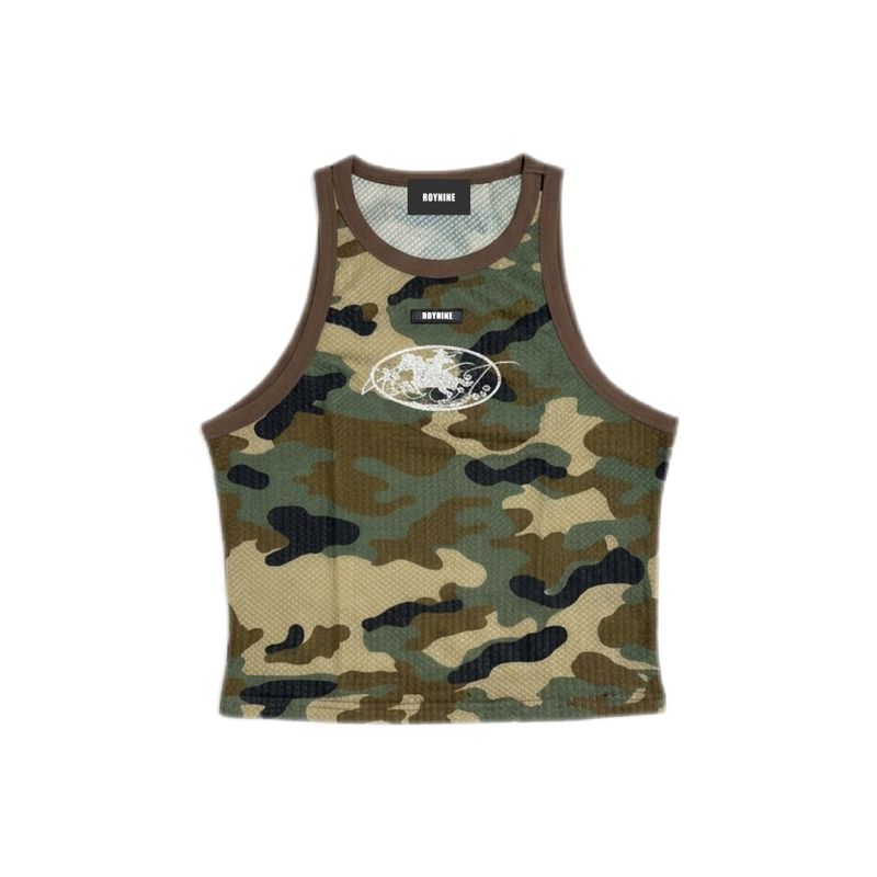 ROYNINE(ロイナイン)の「Brown Camouflage Crop Sleeveless Knit(Tops)」