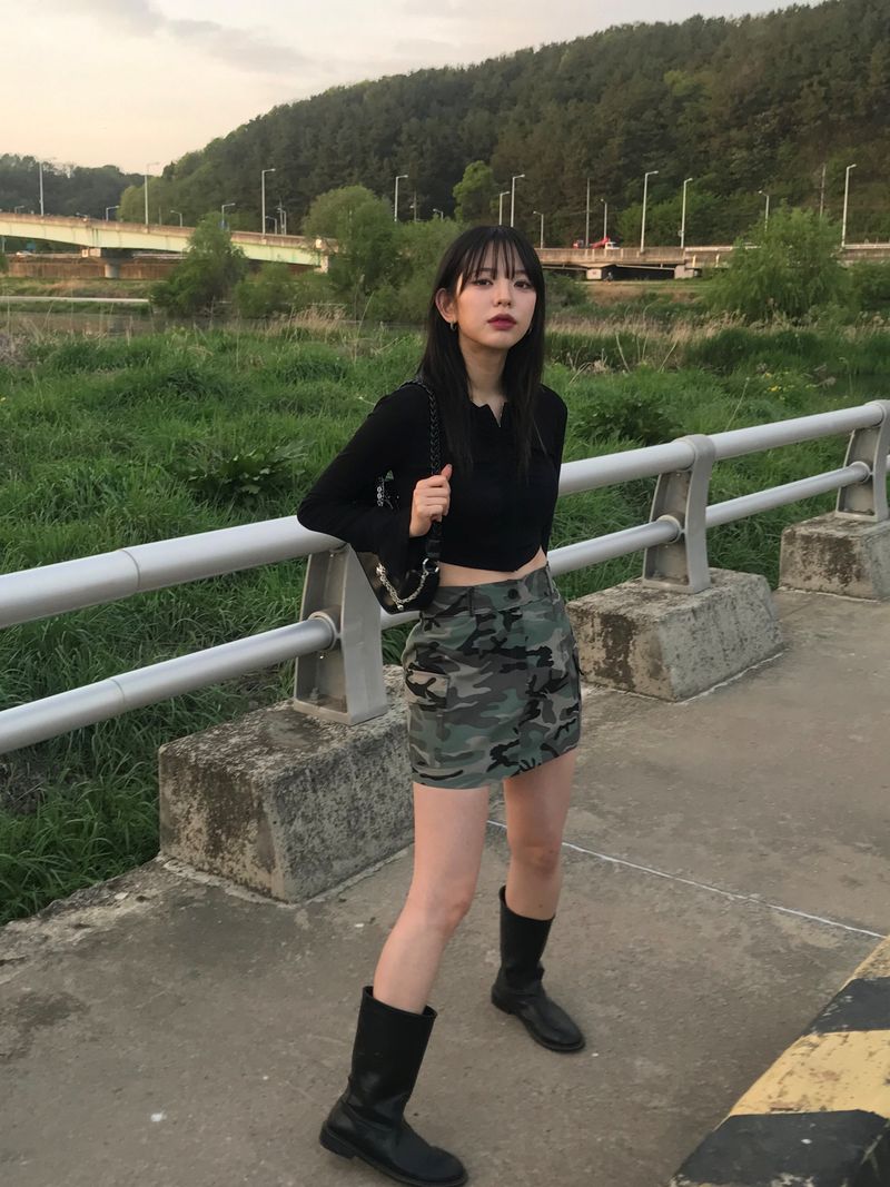 Military cargo mini skirt