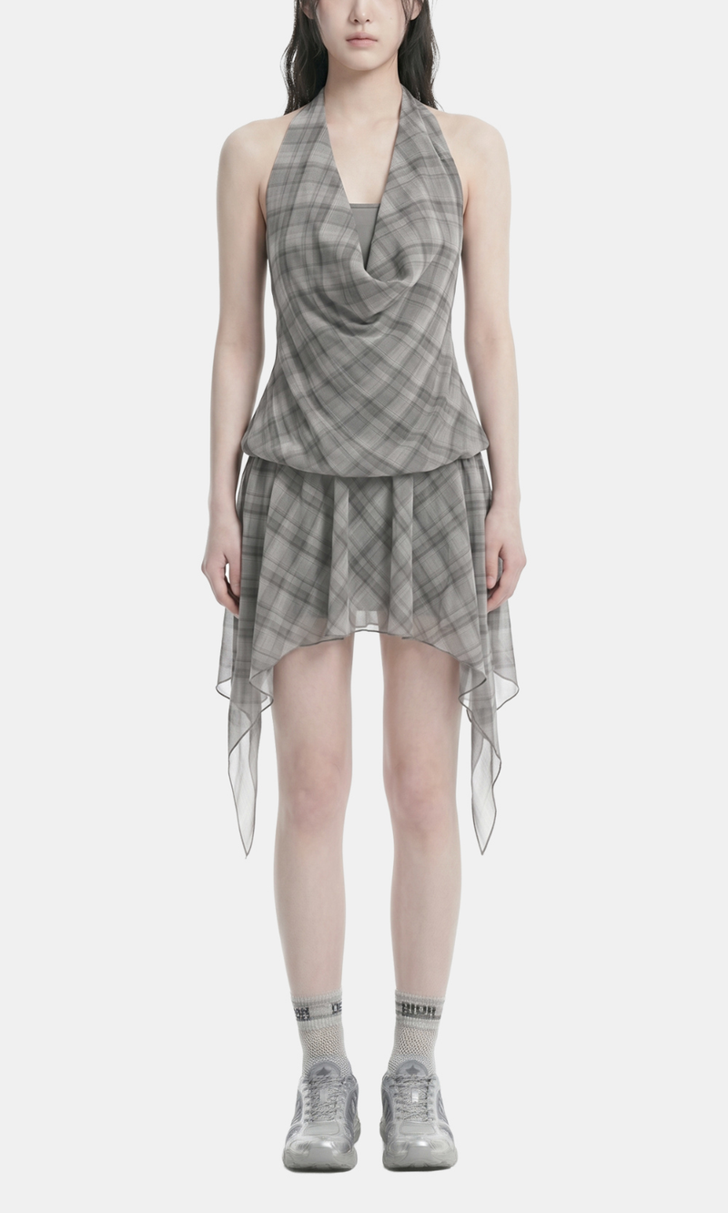 Etra Sheer Plaid Dress