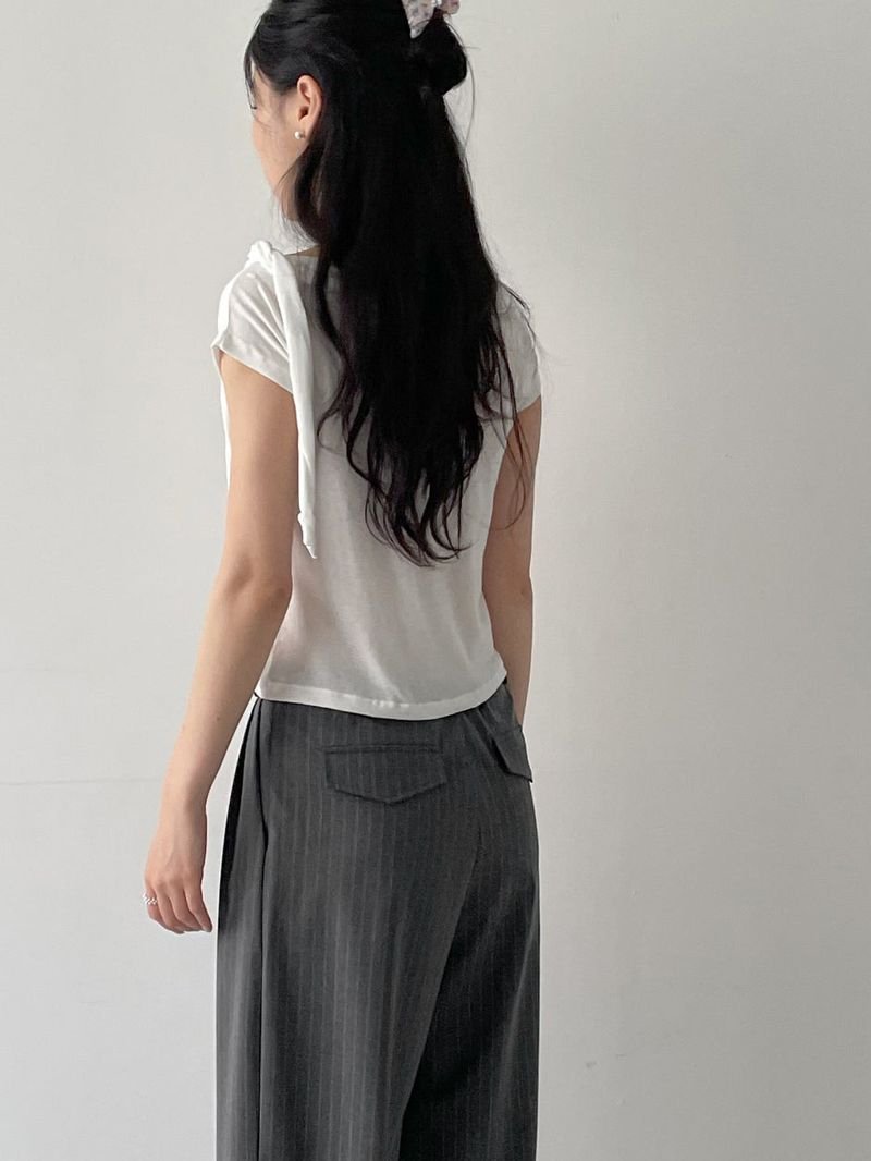Eiffel Stripe Banding Wide Slacks