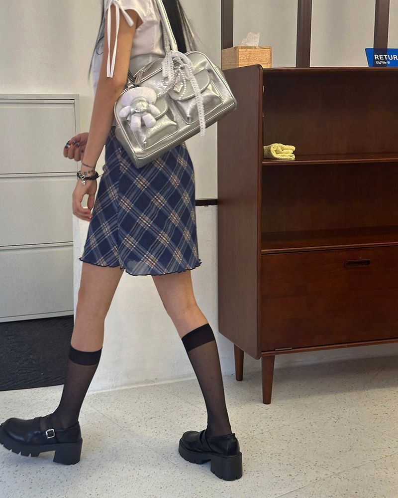 Delight-J（ディライトジェイ）の「checkered ribbon geek chiffon mini skirt（Skirts）」
