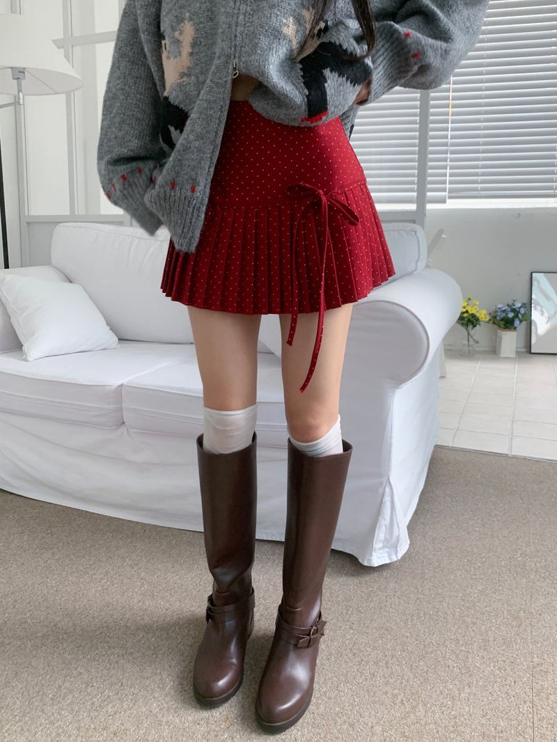 Melody Dot Pleated Mini Skirt (3 colors)