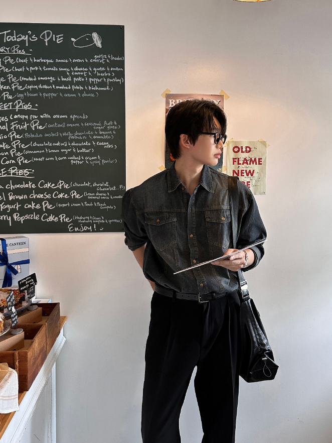 LMN Labo Semi-Over Button Denim Shirt (3 colors)