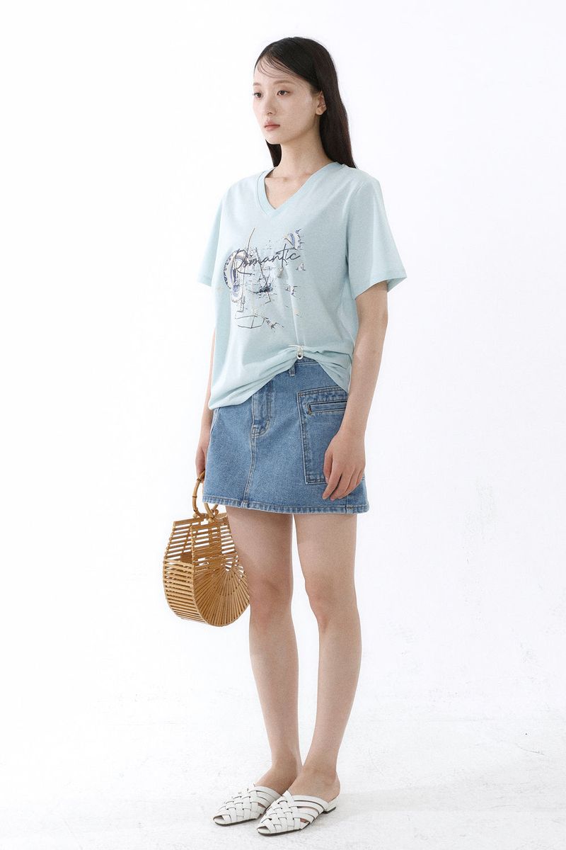 GALAXY V-NECK T-SHIRT_ICE MINT