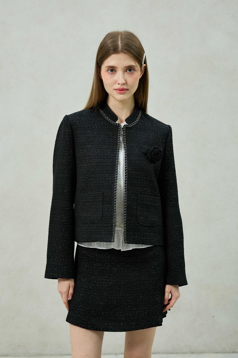 AGLOW TWEED JACKET / BLACK