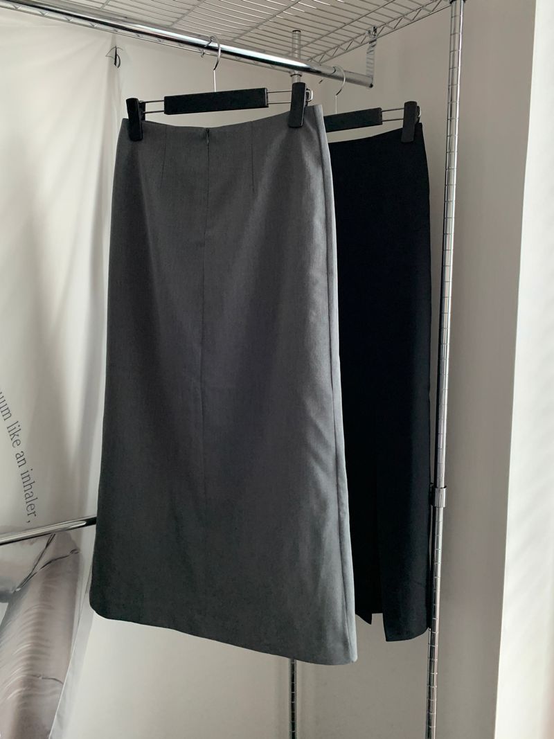 Lower Slit Long Skirt (2 colors)