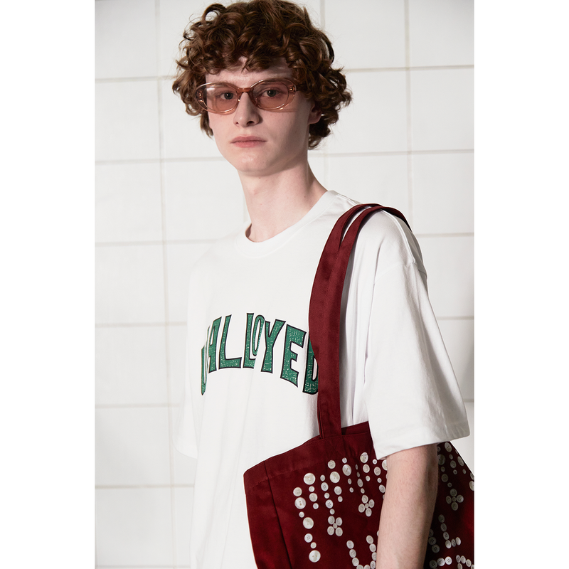 BUTTON LOGO ECO BAG / BURGUNDY