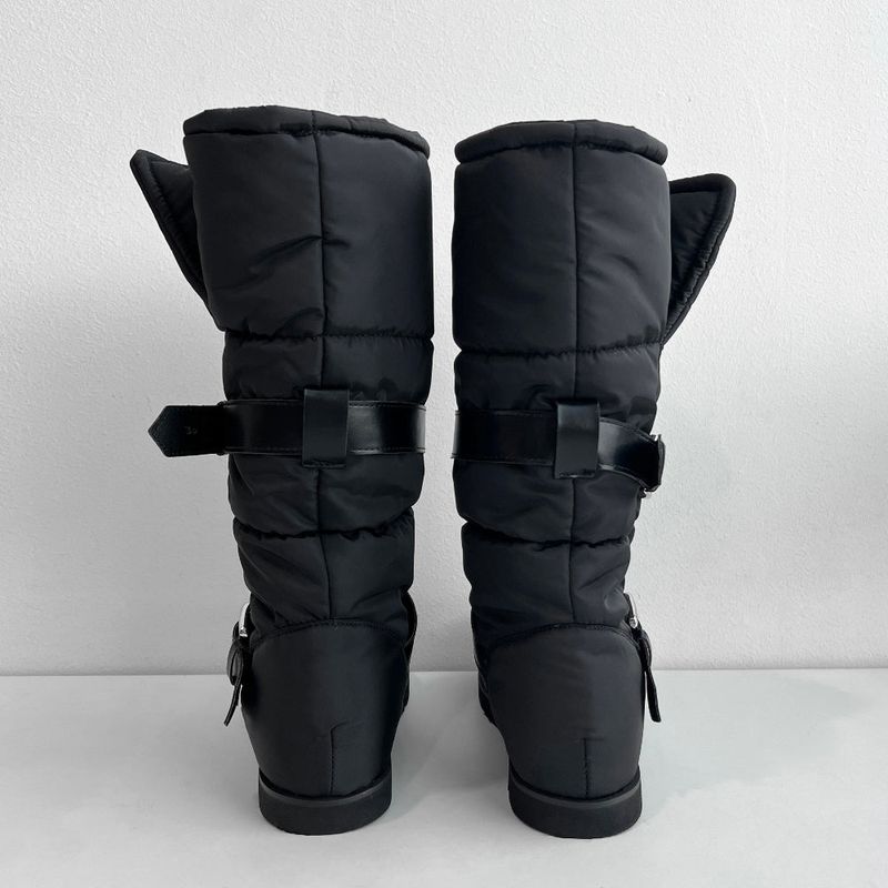 Padded fur belt long-boots (Black)