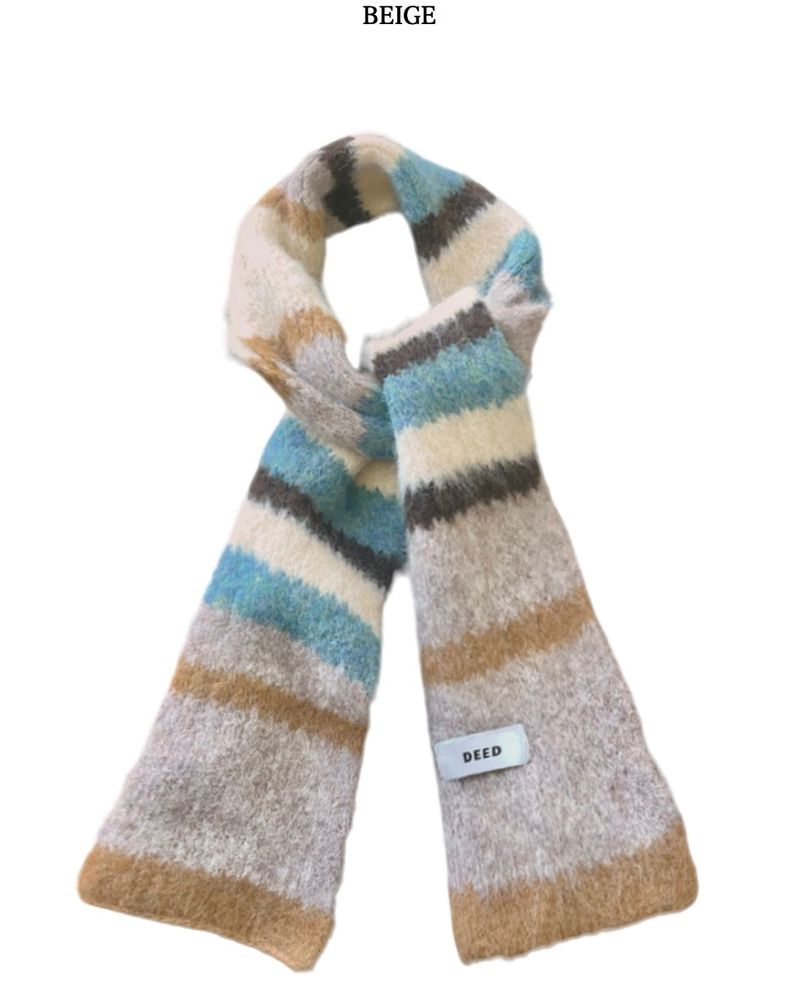 Phyton Mohair Wool Stripe Muffler 4C