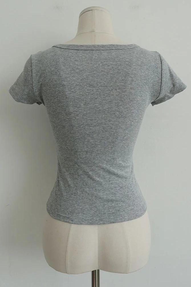 CROSS-WRAP SLIM V-NECK TEE (4COLORS!)