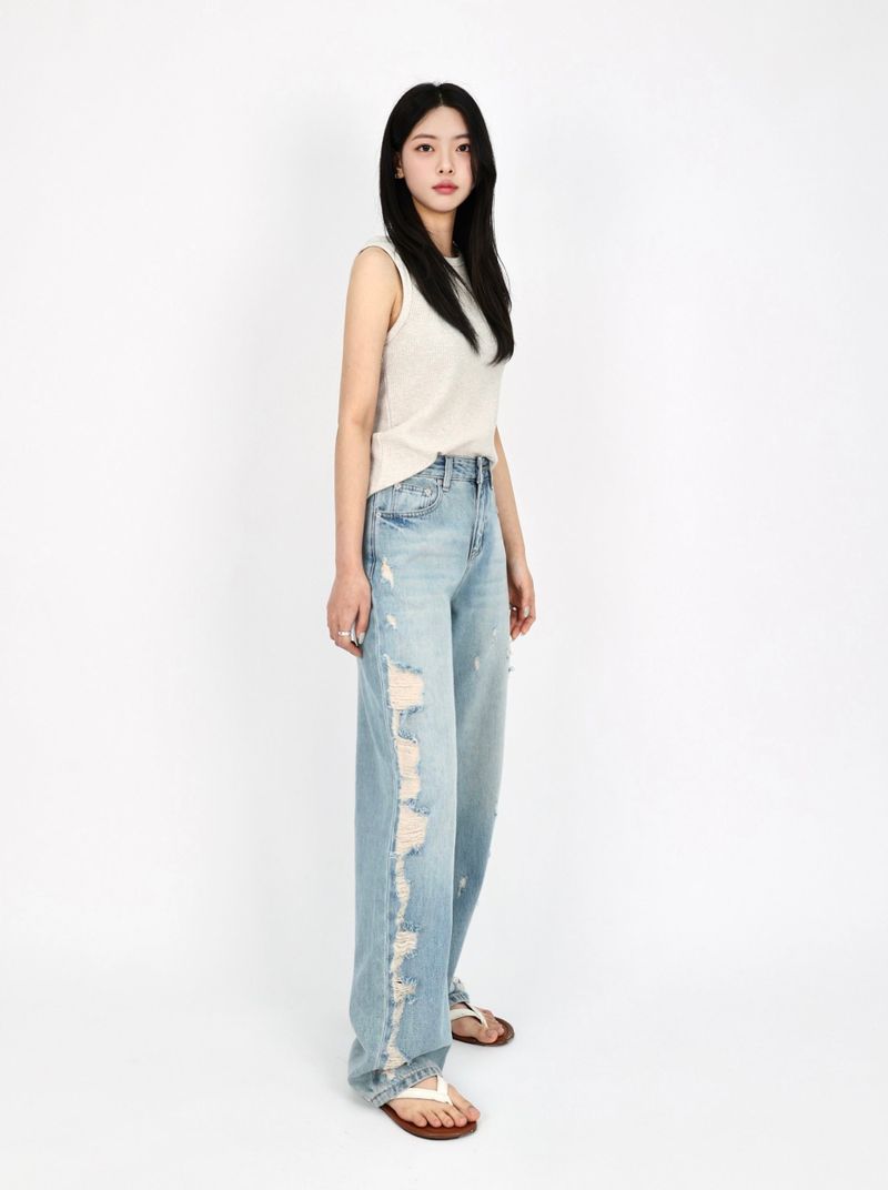 TEEN DESTROYED SLIM WIDE DENIM code 26231