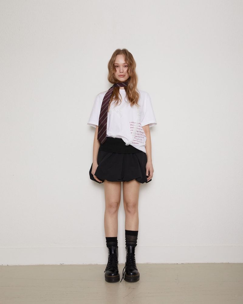 Folding puff skirt / black