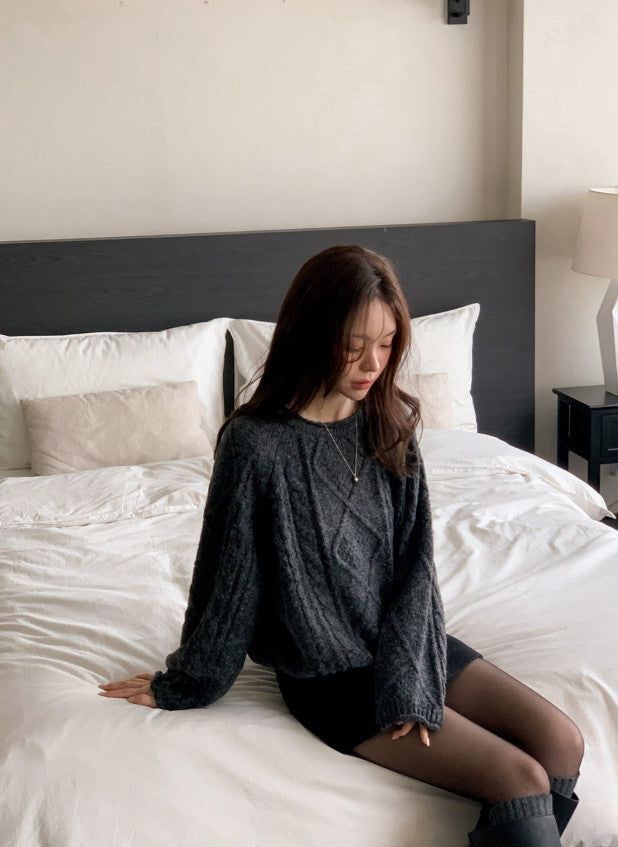 LN Cable Wave Loose Fit Knit (4color)