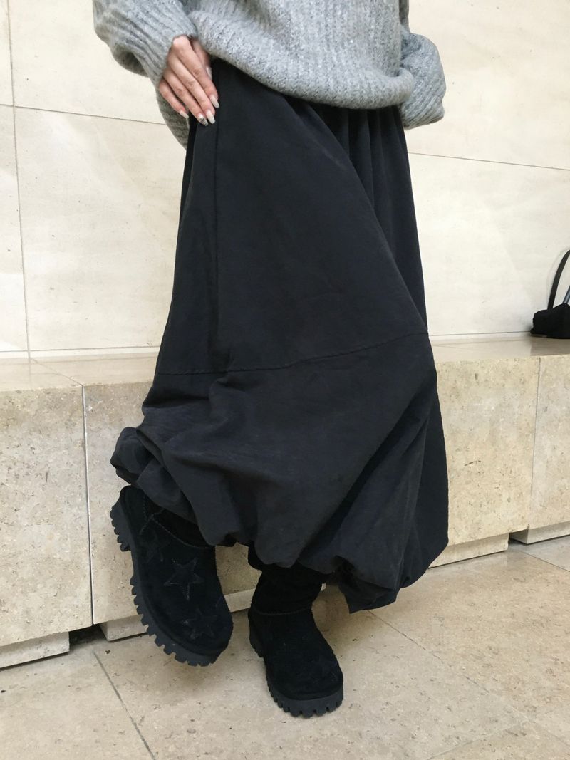 Polar Cream Suede Balloon Skirt (4c)