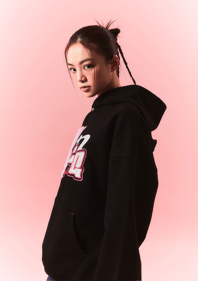 fur bunny planet hoody - black