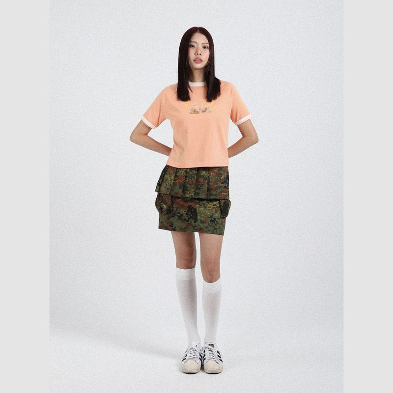cottonrebirthclub（コットンリバースクラブ）の「アートワークラグランショートスリーブTシャツ (サーモン)（トップス）」