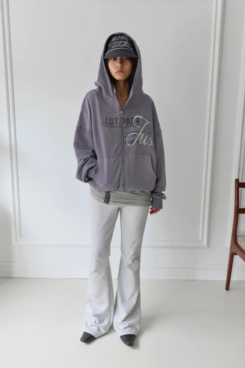 26SS★ HIGH NECK VINTAGE PIGMENT HOODIE ZIP-UP