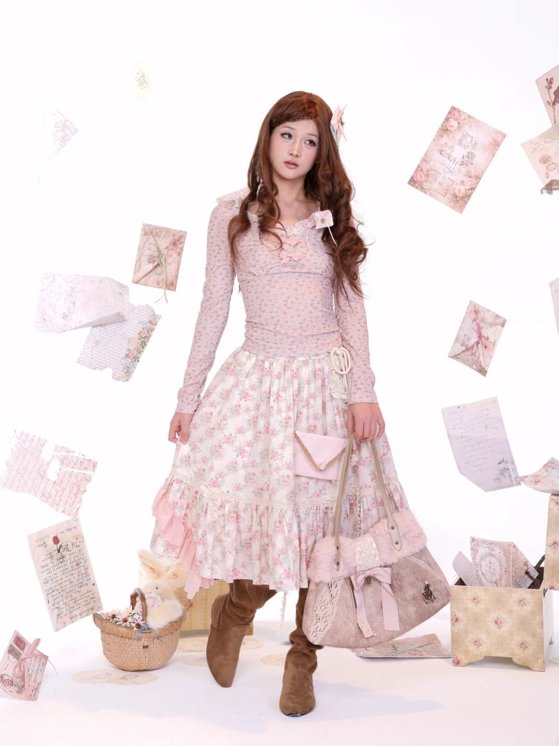 Rose Letter Long Skirt