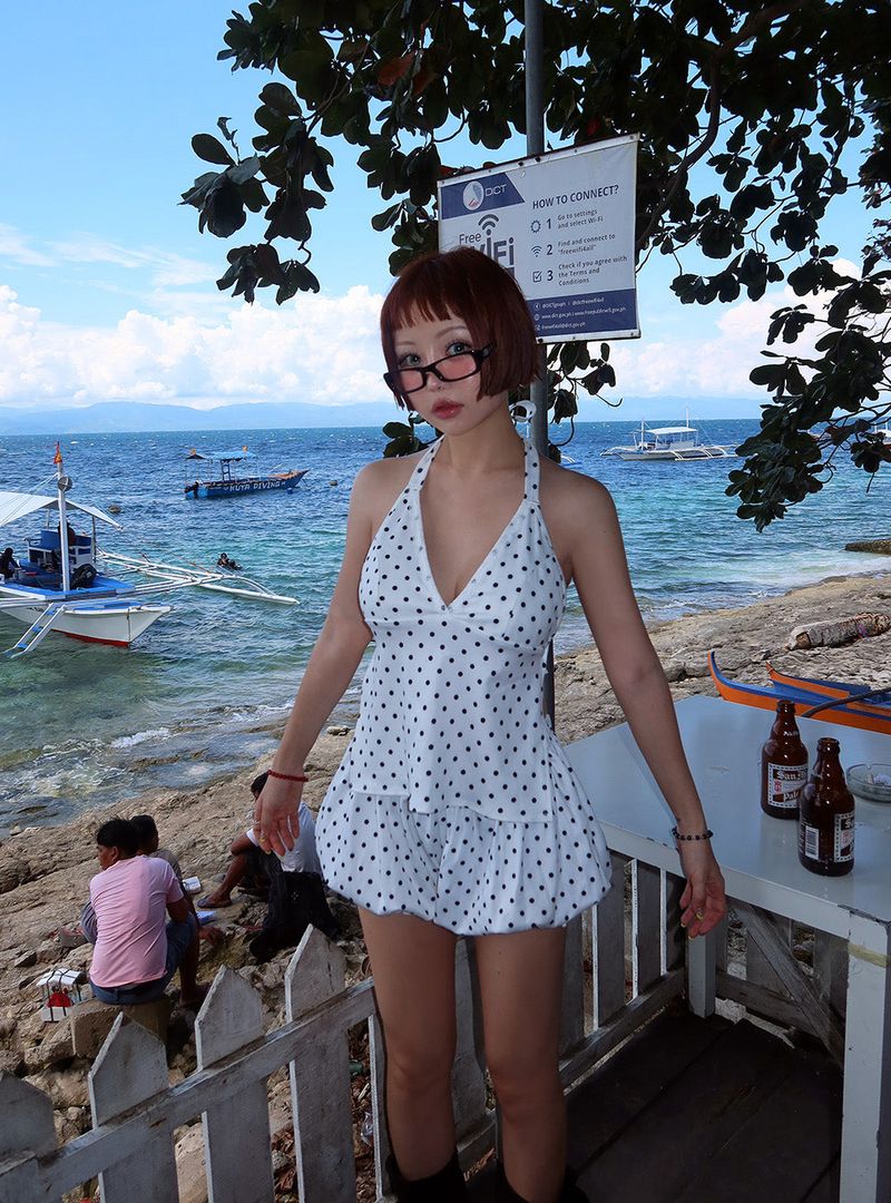 Bonnie dot bagless bustier blouse