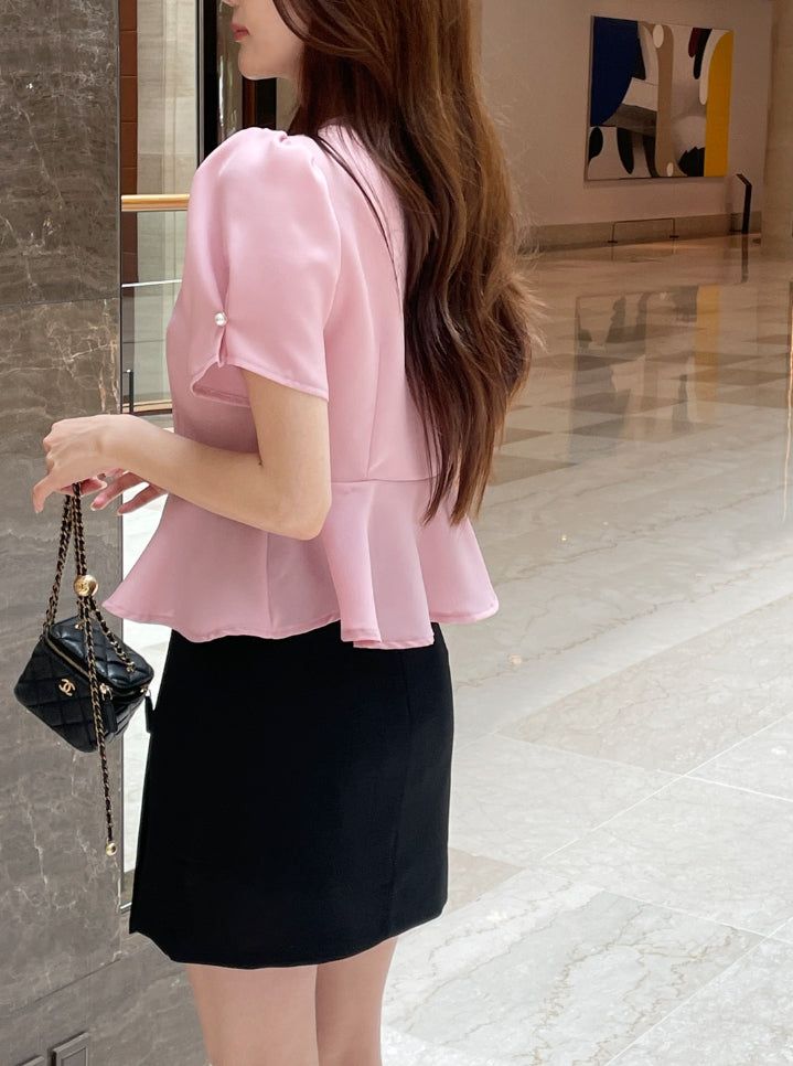 Beable Wrap Pleated Tweed Skirt Pants