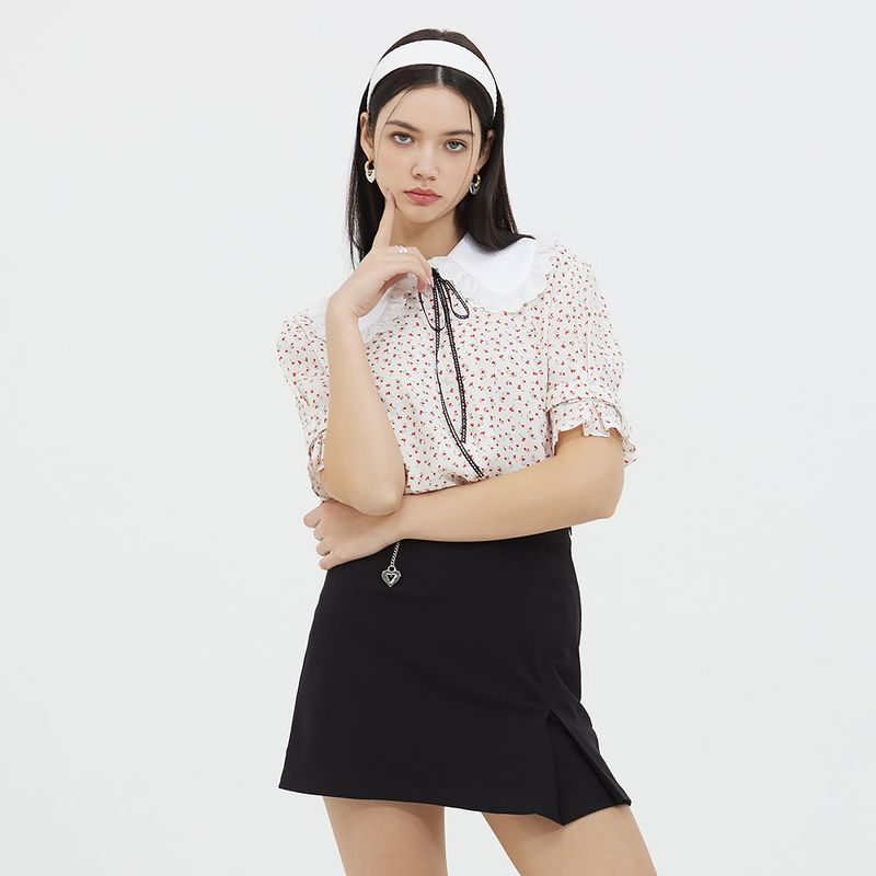 LACE BIG COLLAR FLOWER BLOUSE _ WHITE