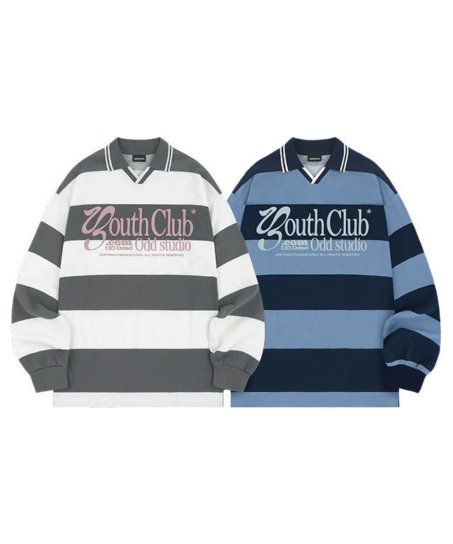 ODDSTUDIO（オッドスタジオ）の「Youth-Club-Sporty-Stripe-Rugby-T-shirt - 2COLOR（Tops）」