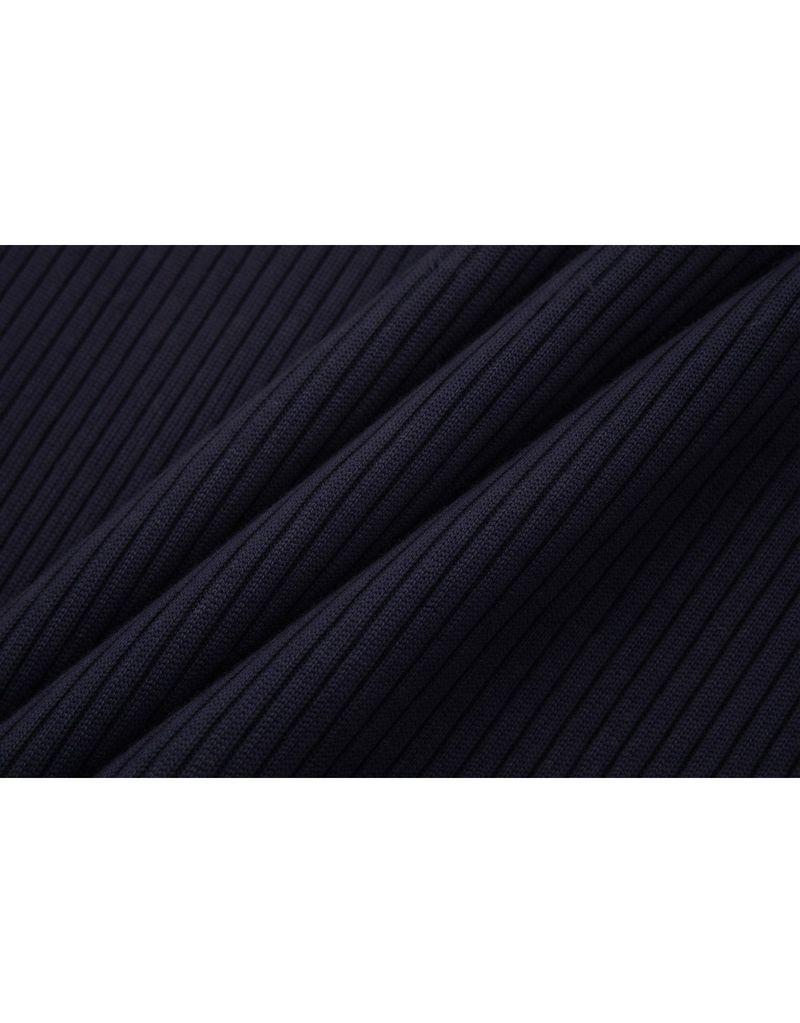 Elly Off-Shoulder Tie Ribbed Short Sleeve Knit T-Shirt Navy