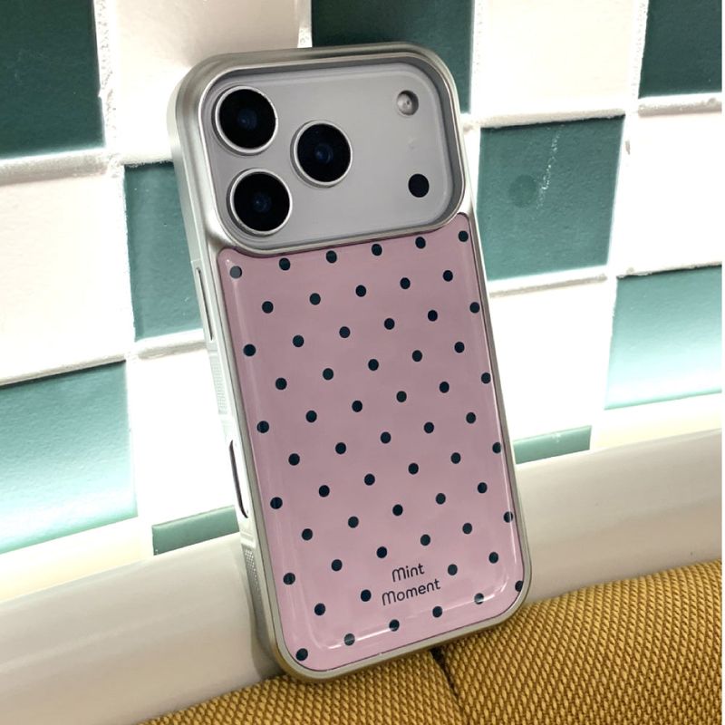 Mint Moment（ミントモーメント）の「[MADE]ピンクドット シルバーエポキシバンパー iPhoneケース（Smartphone Accessories）」