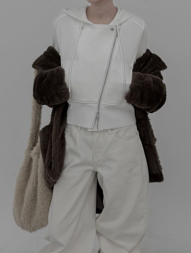 Moel Ribbed Rider Hood Zip-Up