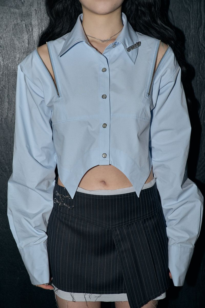 zipper crop sh - blue