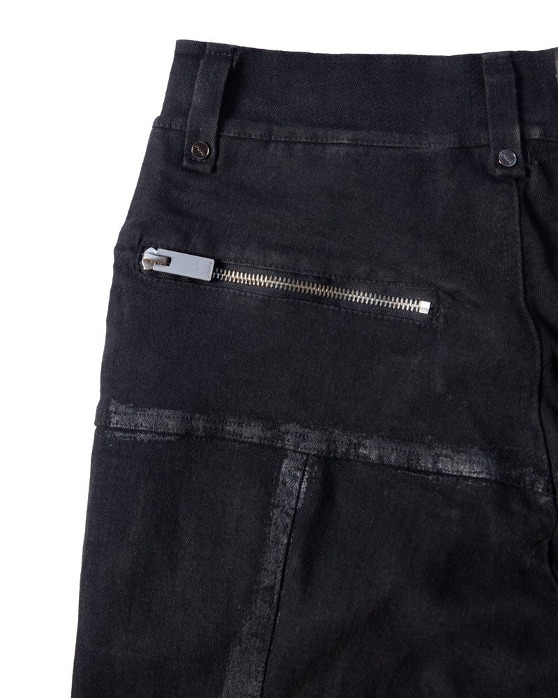 PADDED FLARED PAINTED DENIM PANTS